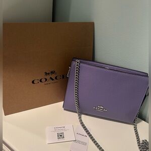Coach Light Violet Pebble Leather Crossbody Bag